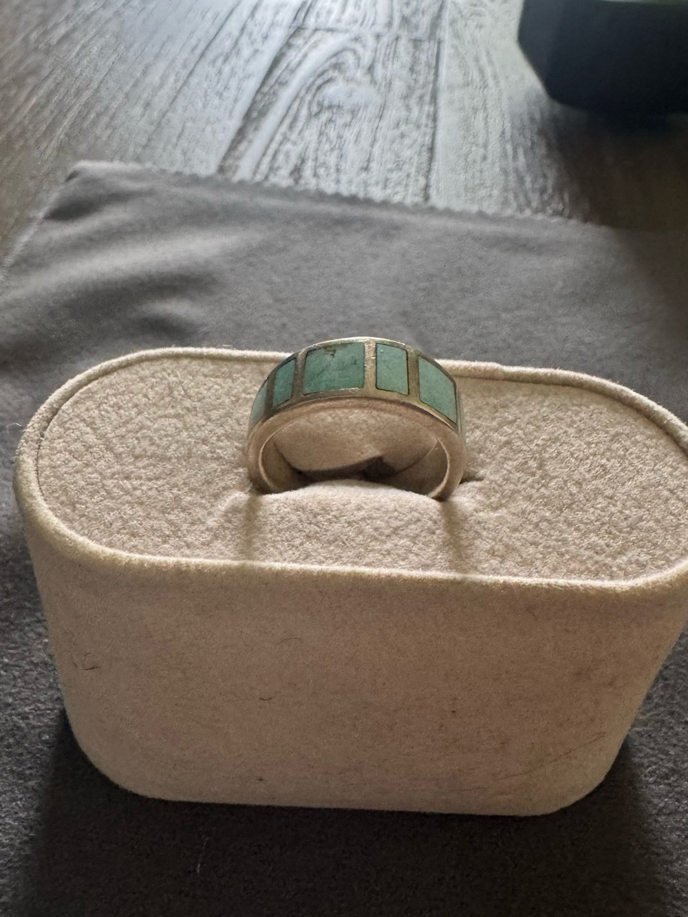 Sterling Silver Inlay Ring with Turquoise Panels - Women's Jewelry size 7
